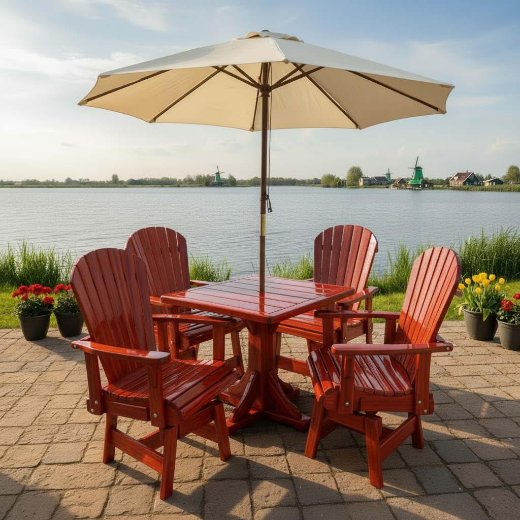 The Best Adirondack Chair Company Dining Set for 4 with Pedestal Table