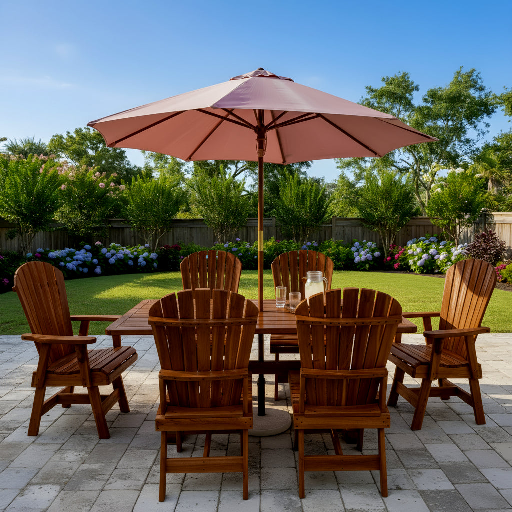 The Best Adirondack Chair Company Dining Set for 6 with 6' Trestle Table