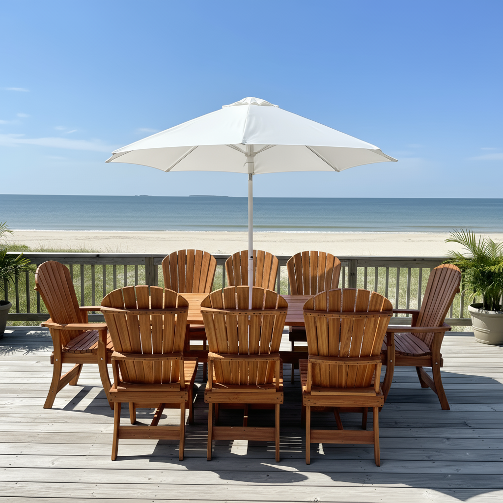 The Best Adirondack Chair Company Dining Set for 8 with 6' Trestle Table