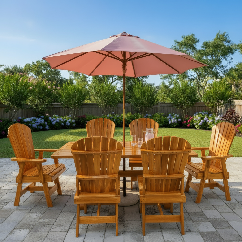 The Best Adirondack Chair Company Dining Set for 6 with 6' Trestle Table