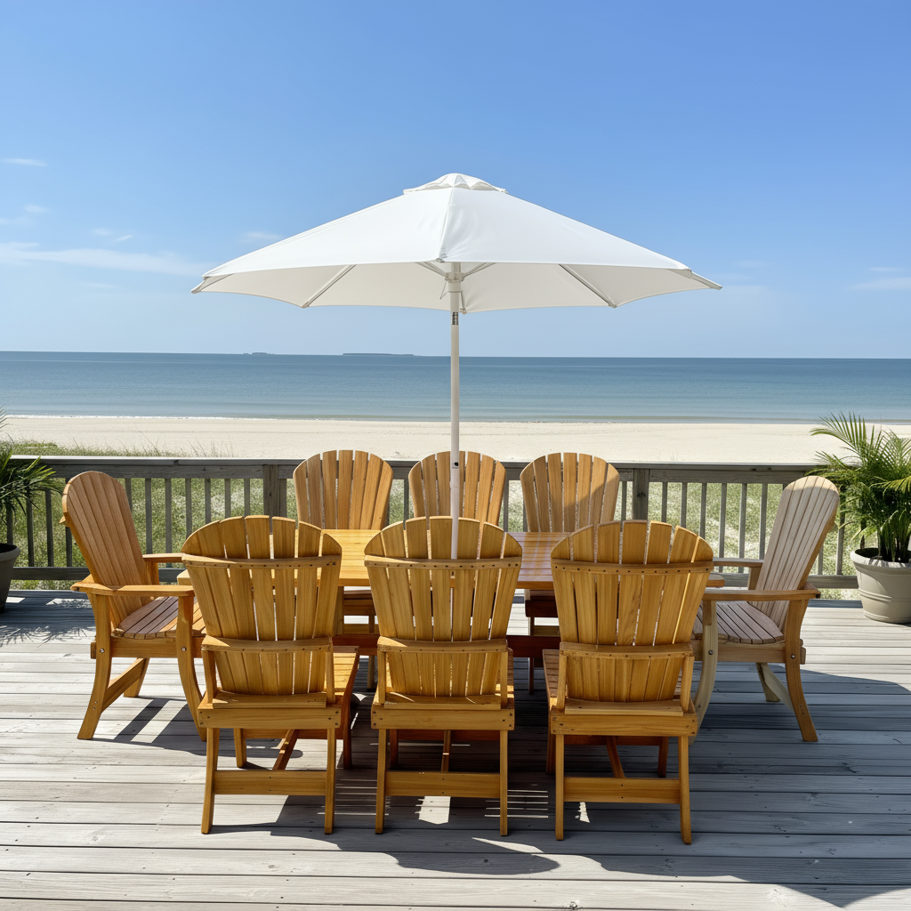 The Best Adirondack Chair Company Dining Set for 8 with 6' Trestle Table