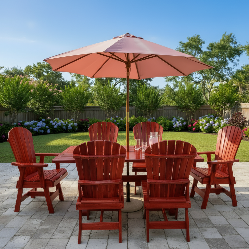 The Best Adirondack Chair Company Dining Set for 6 with 6' Trestle Table