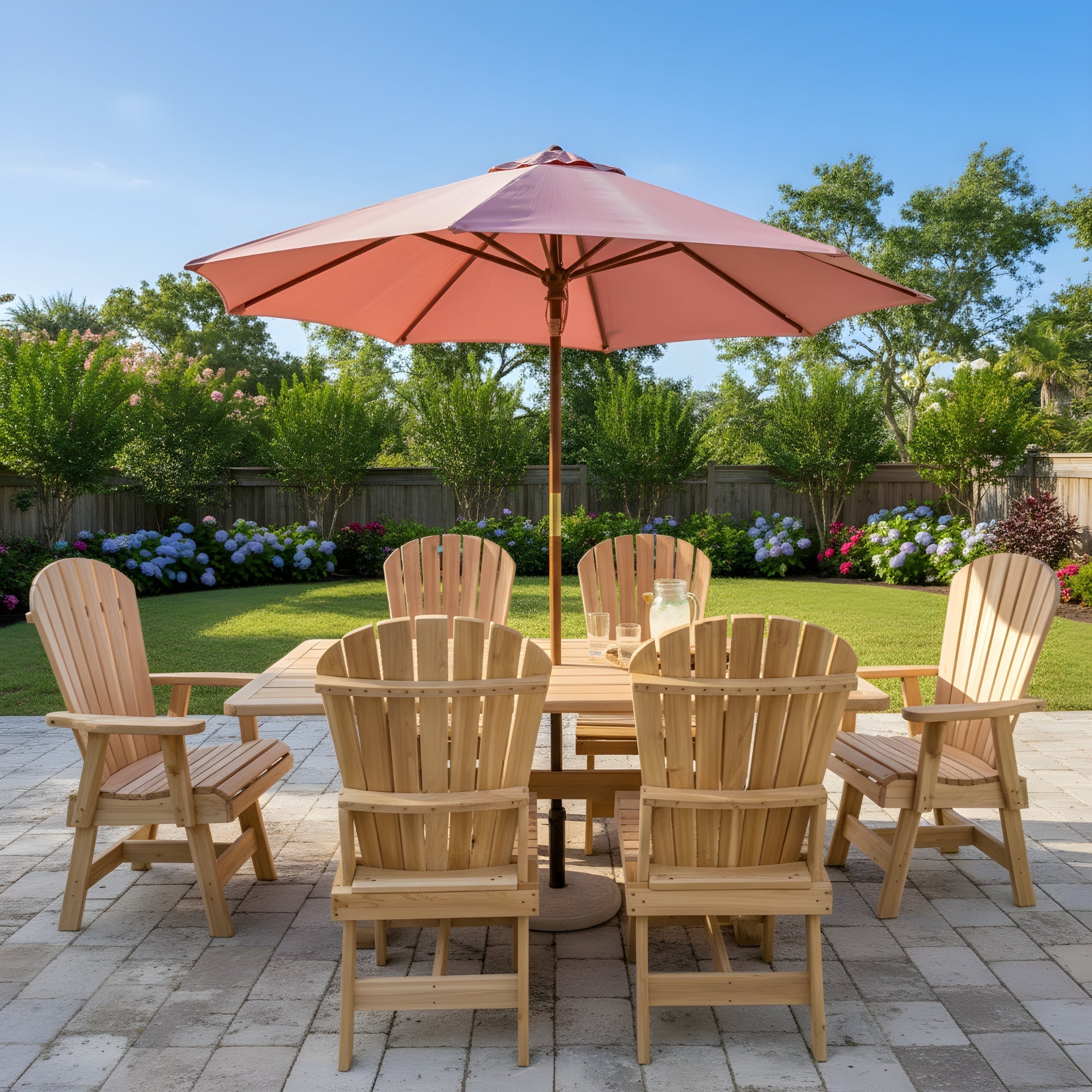 The Best Adirondack Chair Company Dining Set for 6 with 6' Trestle Table