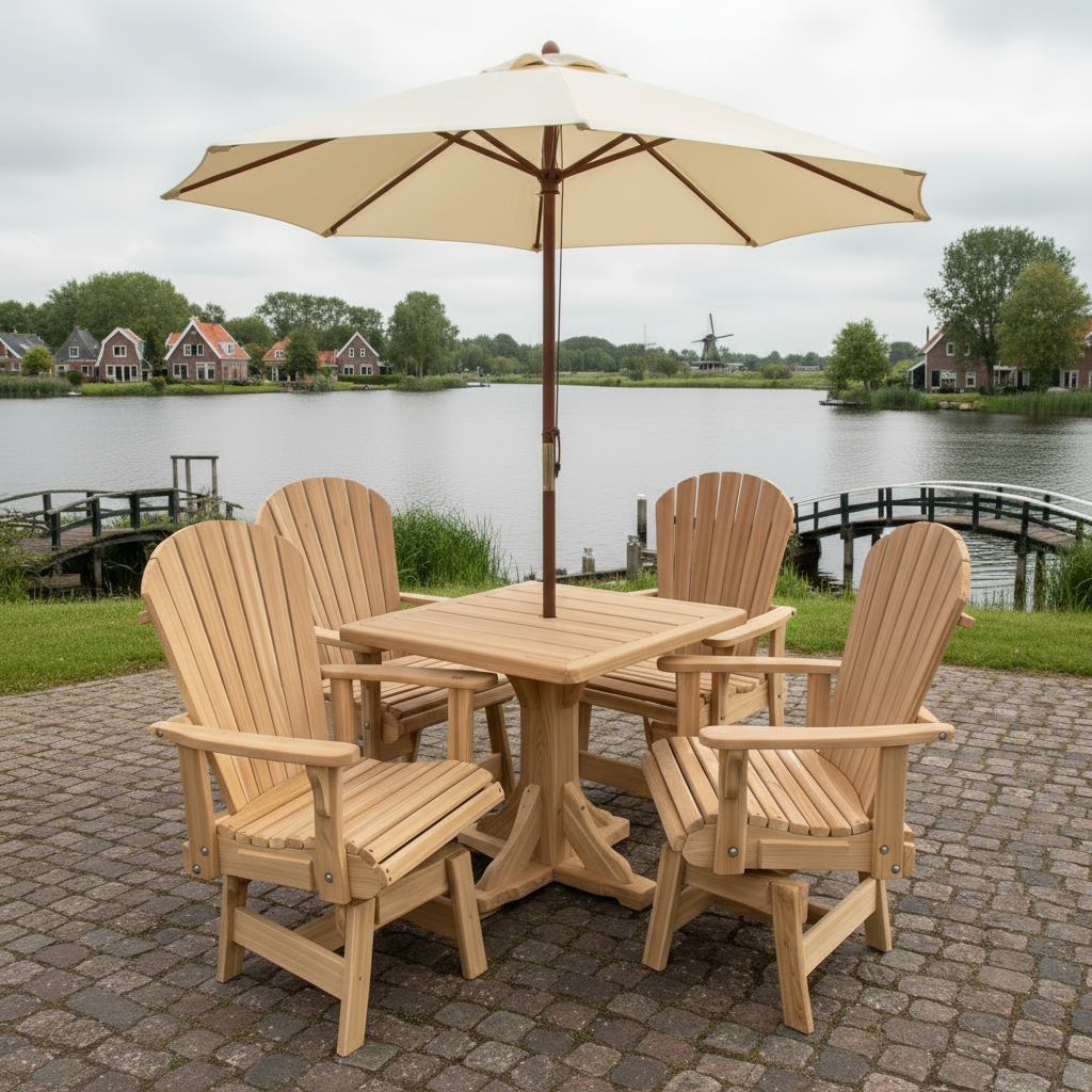 The Best Adirondack Chair Company Dining Set for 4 with Pedestal Table