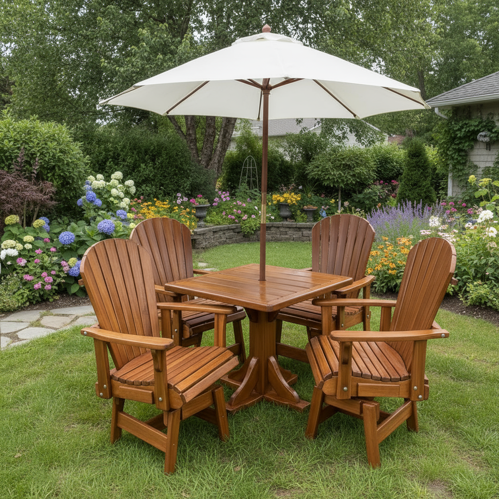 The Best Adirondack Chair Company Dining Set for 4 with Pedestal Table