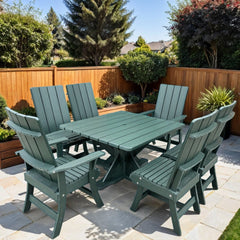 The Best Adirondack Chair Company Wooden Modern Dining Set for 6 with Pedestal Table