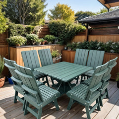 The Best Adirondack Chair Company Wooden Modern Dining Set for 8 with Pedestal Table