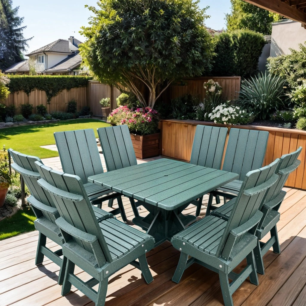 The Best Adirondack Chair Company Wooden Modern Dining Set for 8 with Pedestal Table