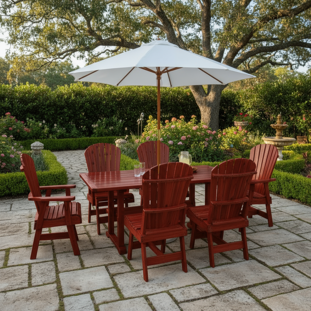 The Best Adirondack Chair Company Dining Set for 6 with 6' Trestle Table