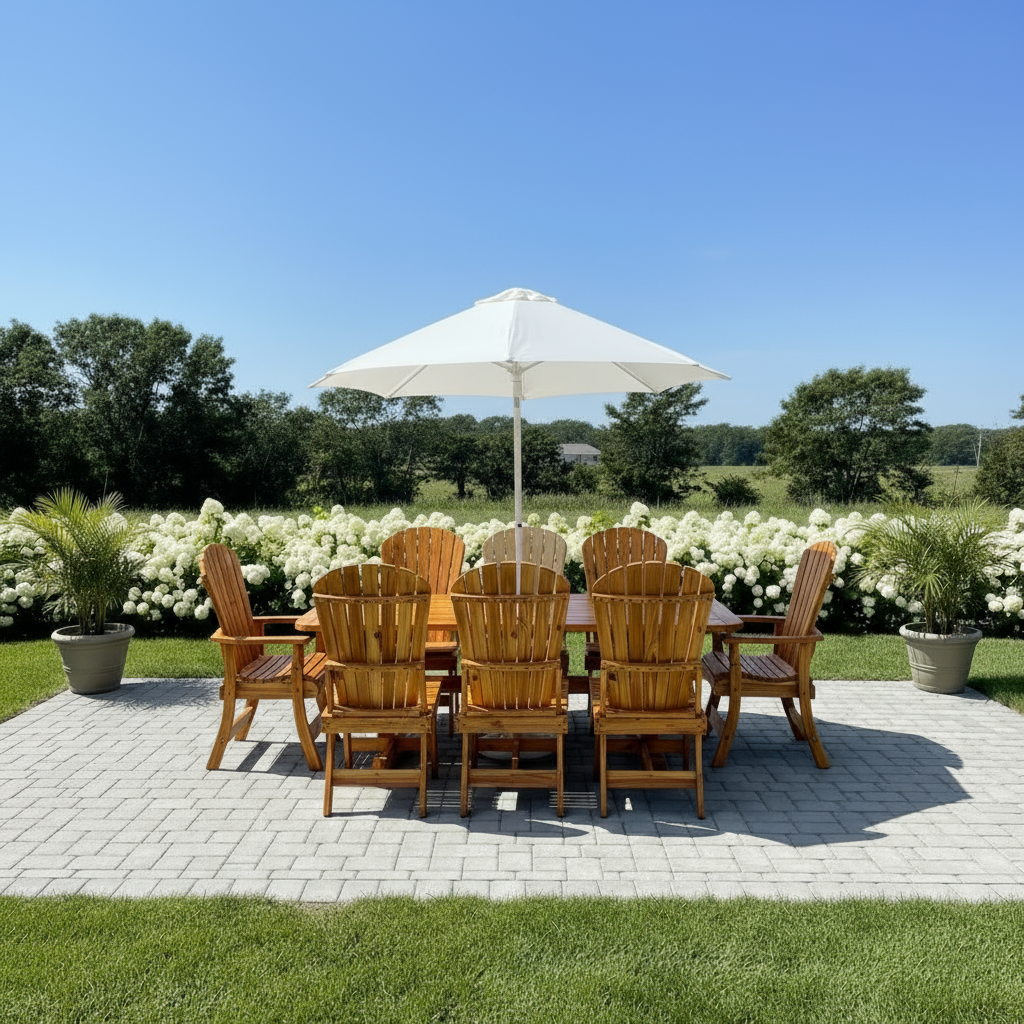 The Best Adirondack Chair Company Dining Set for 8 with 6' Trestle Table