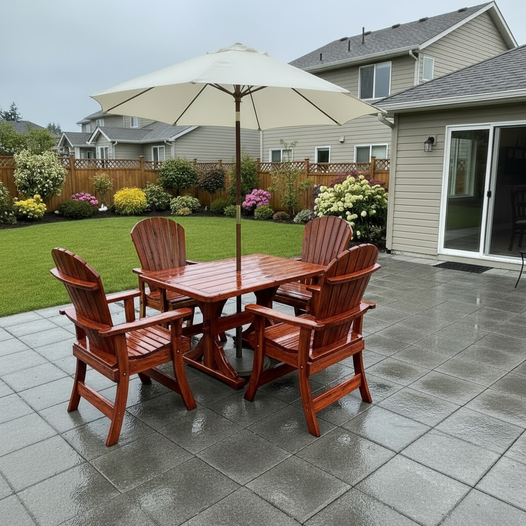 The Best Adirondack Chair Company Dining Set for 4 with 4' Trestle Table