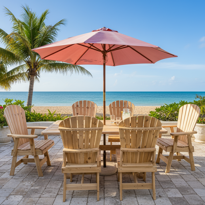The Best Adirondack Chair Company Dining Set for 6 with 6' Trestle Table