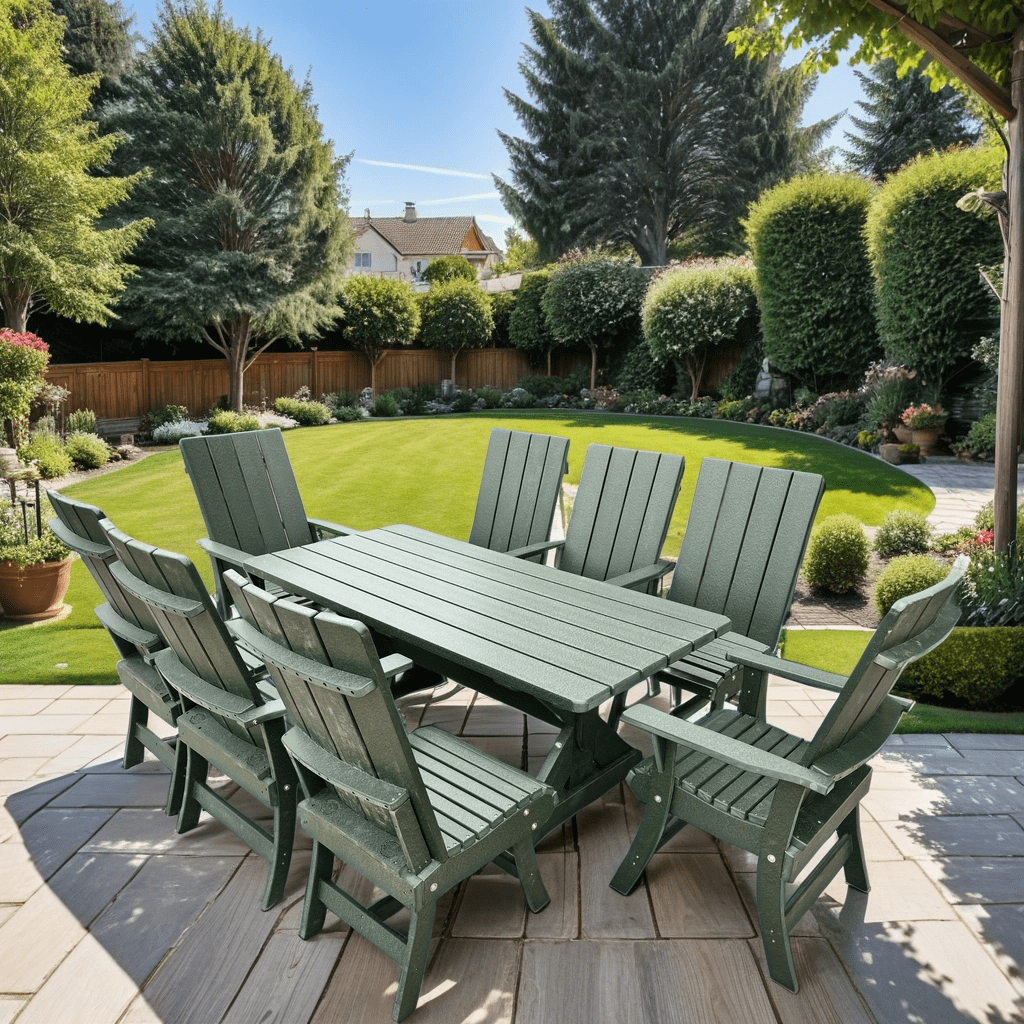The Best Adirondack Chair Company Wooden Modern Dining Set for 8 with 6' Table