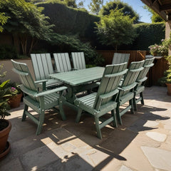 The Best Adirondack Chair Company Wooden Modern Dining Set for 8 with 6' Table