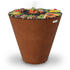 Arteflame One Series 40″ — Flat-Top Charcoal Grill & Fire Bowl (Single-Piece CORTEN Steel)