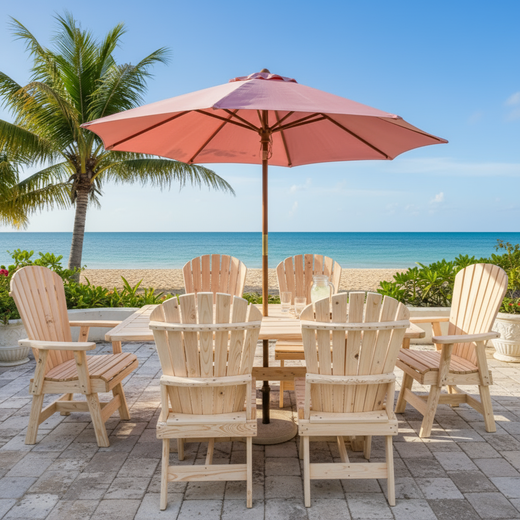 The Best Adirondack Chair Company Dining Set for 6 with 6' Trestle Table