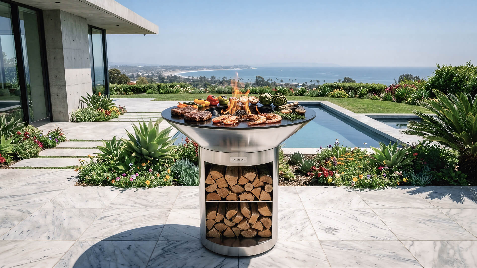 Arteflame 40″ Platinum Series — Flat-Top Charcoal Grill & Fire Bowl with Storage Base