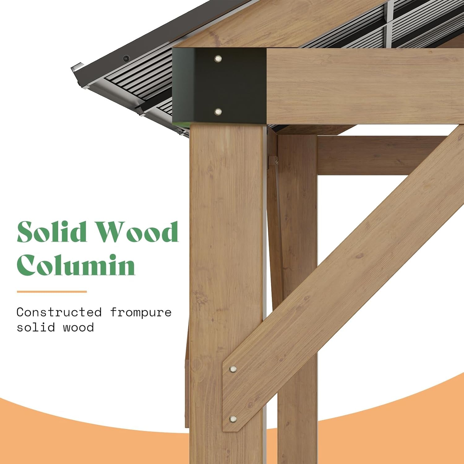 Ten By Twelve Feet Black Spruce Wood Gazebo Metal Roof-3