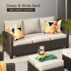 Eight Piece Outdoor Patio Furniture Set with Firepit-1