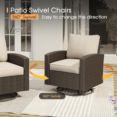 Eight Piece Outdoor Patio Furniture Set with Firepit-2