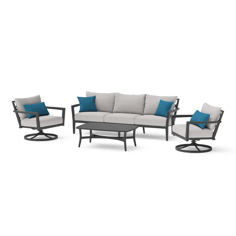Outdoor Four Piece Sofa Set With Sunbrella Cushion Covers-1