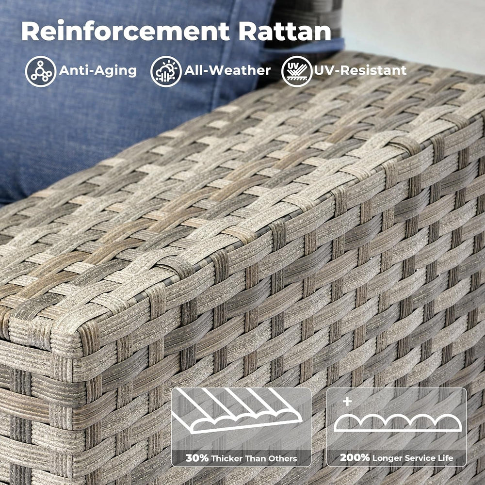 Modular Outdoor Wicker Sofa Set with Fire Pit Table-1