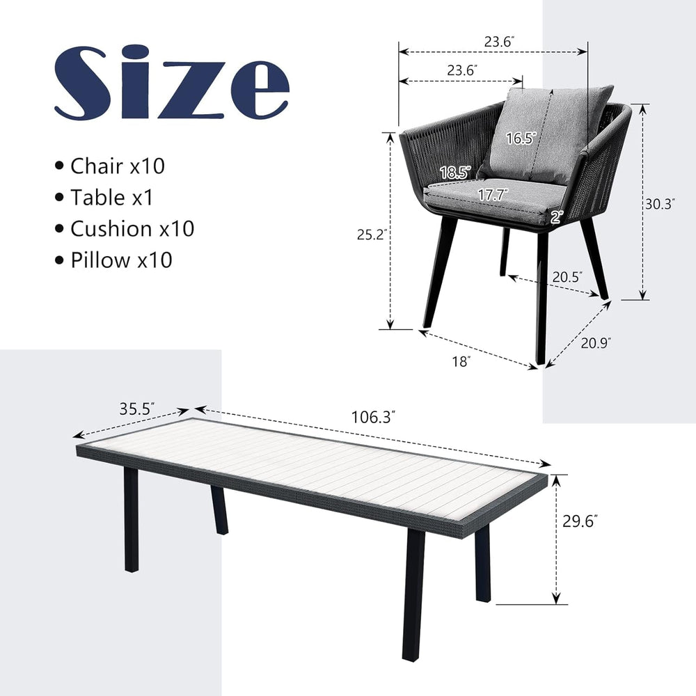 Elegant 11 Piece Patio Dining Set for Outdoor Spaces-4