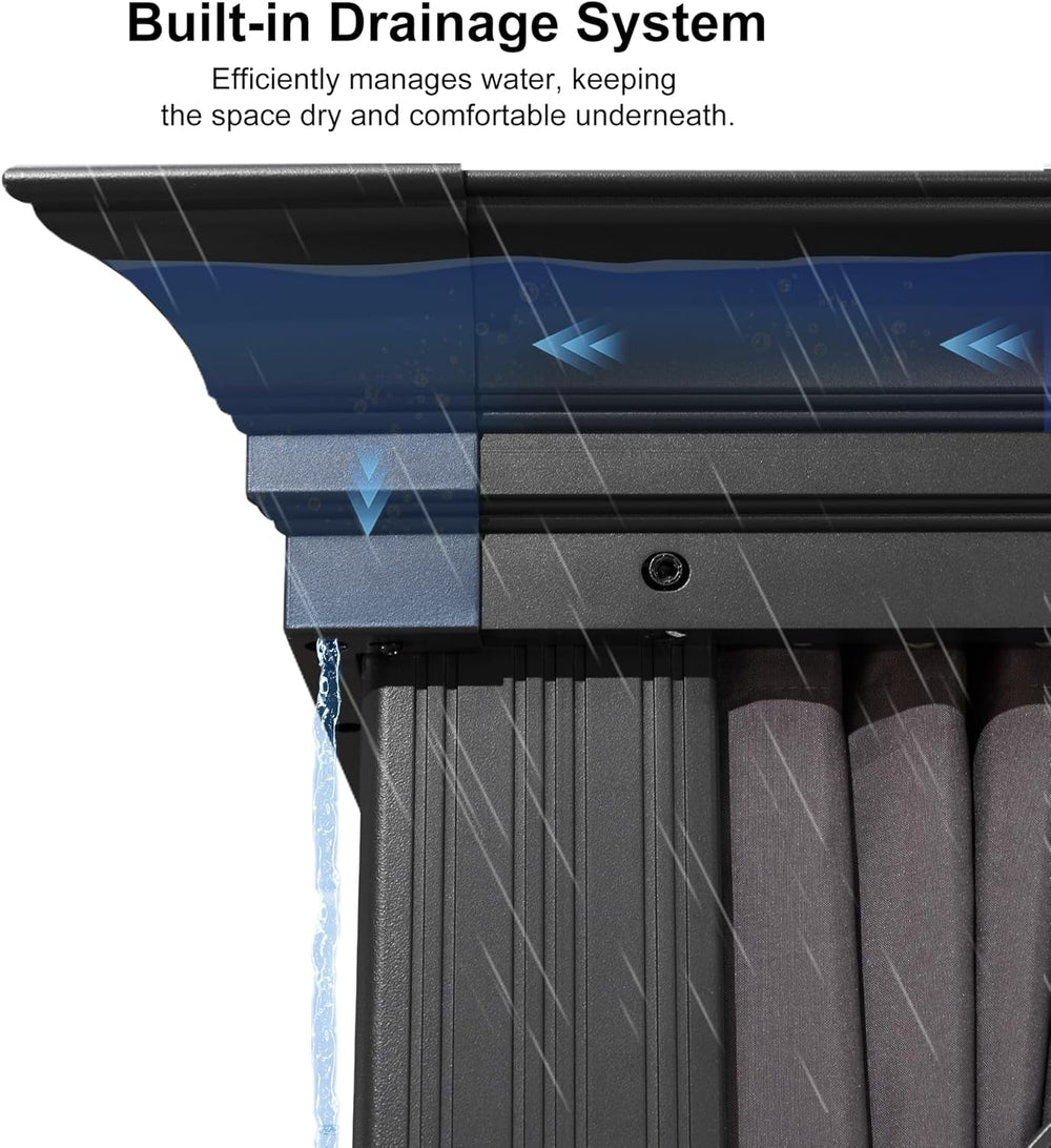 10x13 Aluminum Hardtop Gazebo With Curtains Included-4