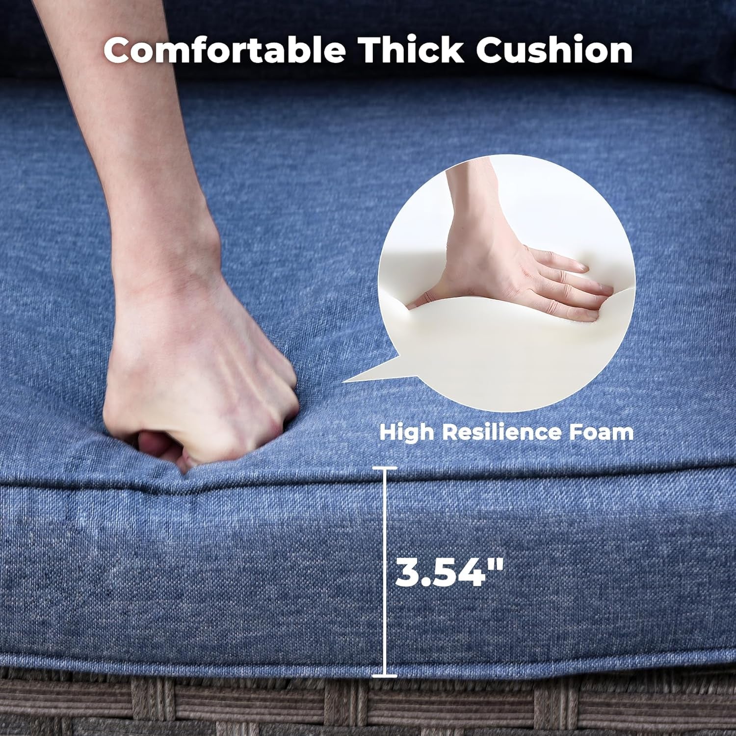 Outdoor Wicker Sectional Sofa Set with Swivel Chairs-4