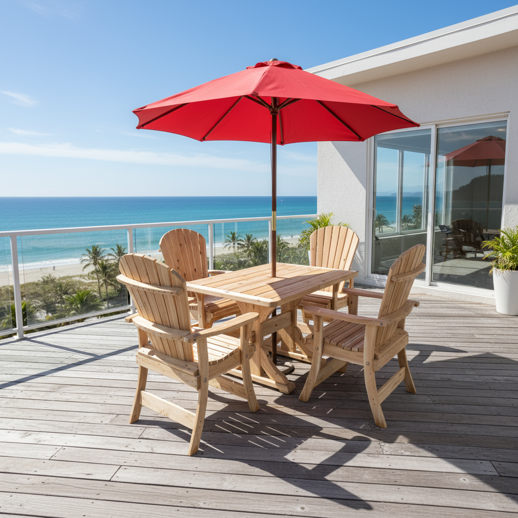 The Best Adirondack Chair Company Dining Set for 4 with 4' Trestle Table